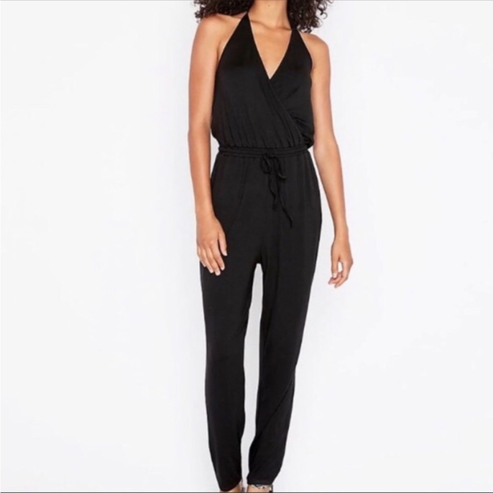 Express Halter Tie Surplice Jumpsuit